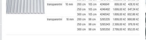 Komůrková deska transparentní 10 mm