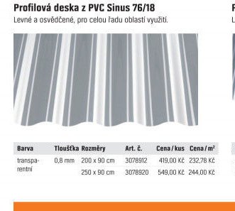 Profilová deska z PVC Sinus 76/18