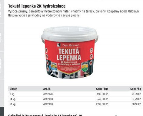Tekutá lepenka 2K hydroizolace