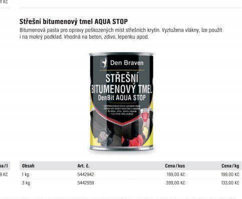 Střešní bitumenový tmel AQUA STOP