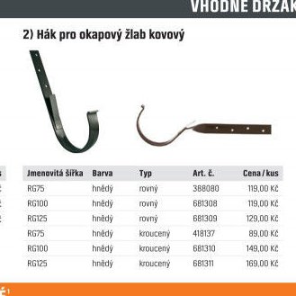 Hák pro okapový žlab kovový