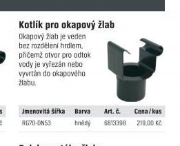 Kotlík pro okapový žlab
