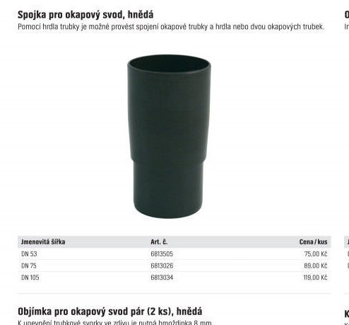 Spojka pro okapový svod, hnědá