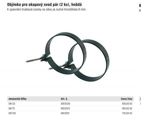 Objímka pro okapový svod (2 ks), hnědá