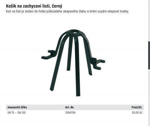 Košík na zachycení listí, černý