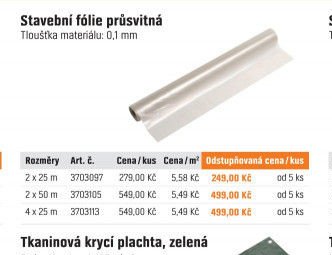 Stavební fólie průsvitná