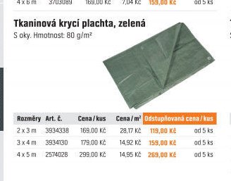 Tkaninová krycí plachta, zelená