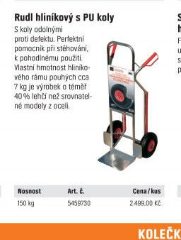 Rudl hliníkový s PU koly