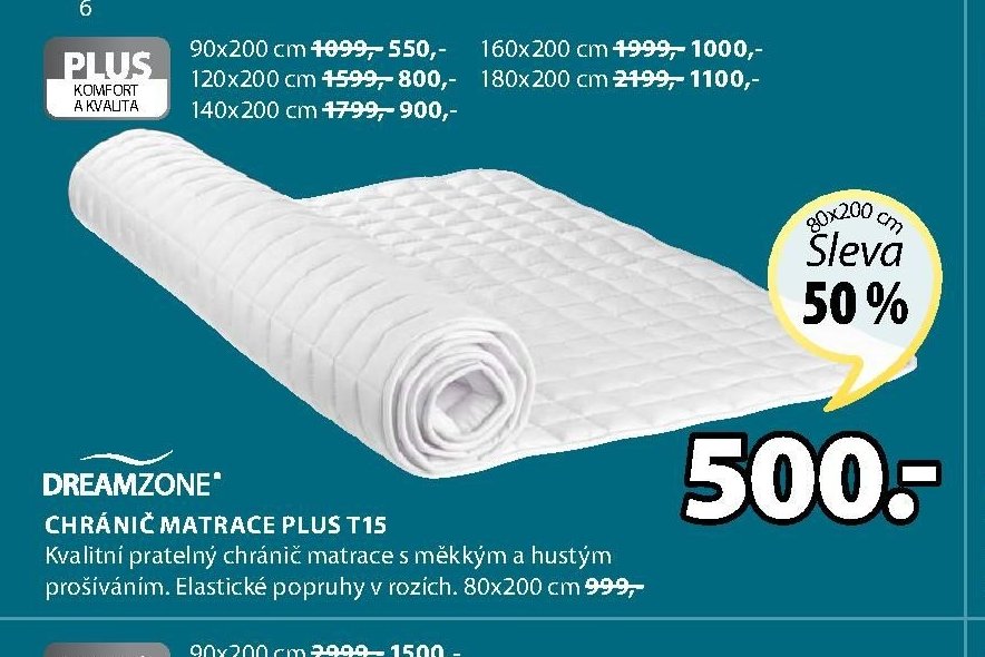 DREAMZONE CHRÁNIČ MATRACE PLUS T15