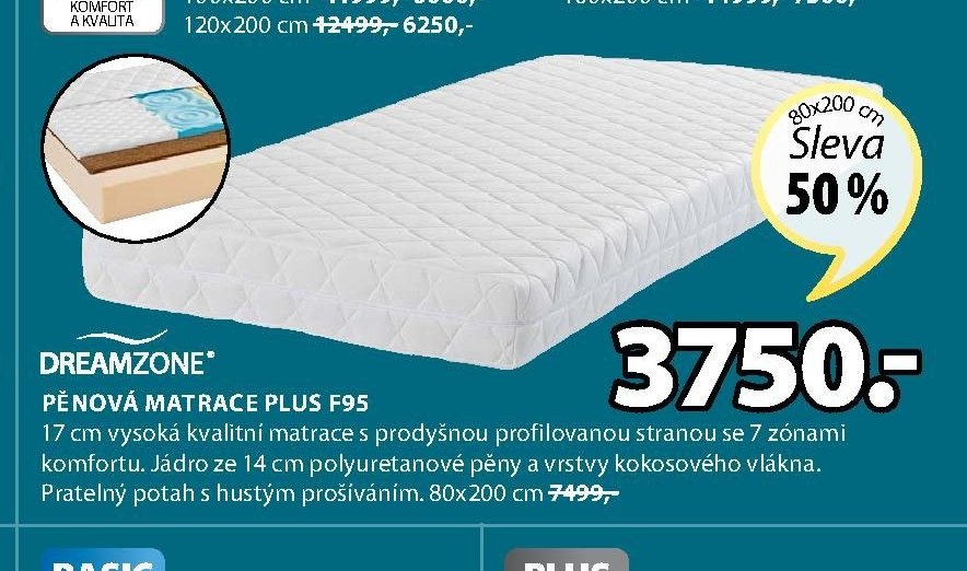 DREAMZONE PĚNOVÁ MATRACE PLUS F95