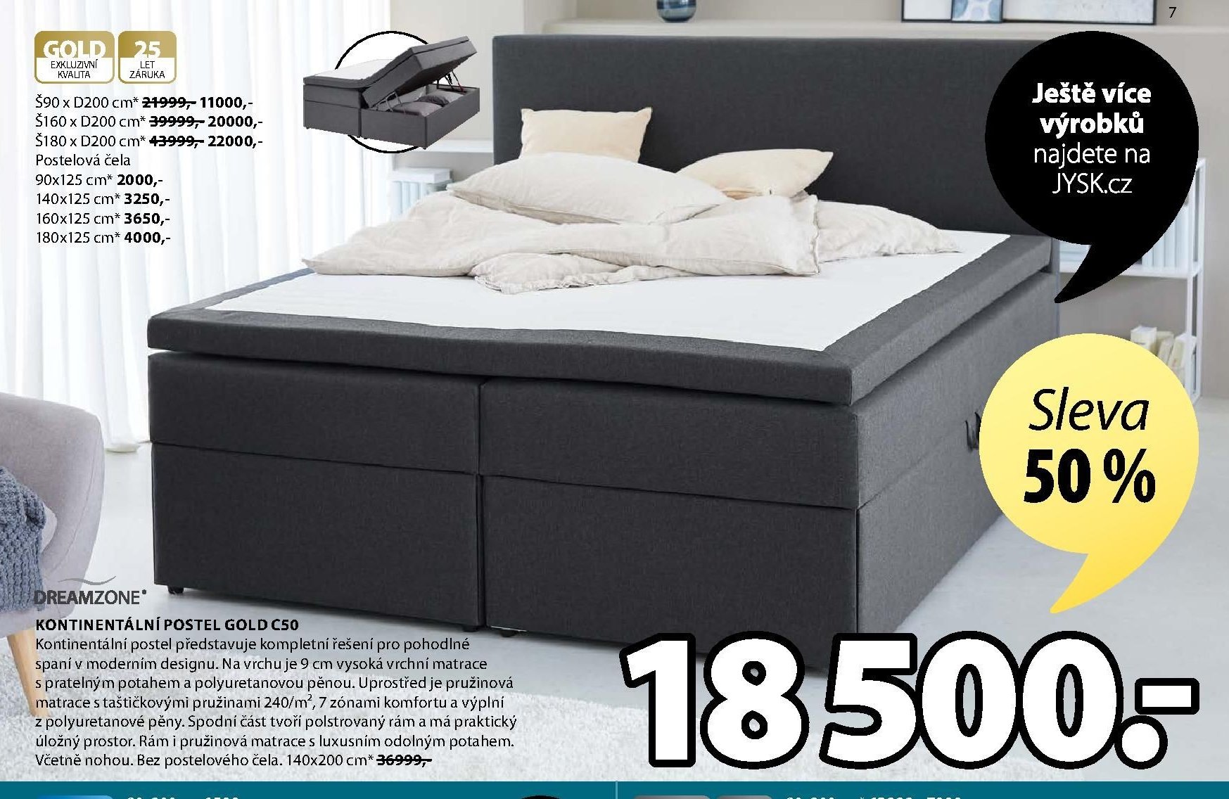 Kontinentální postel GOLD C50