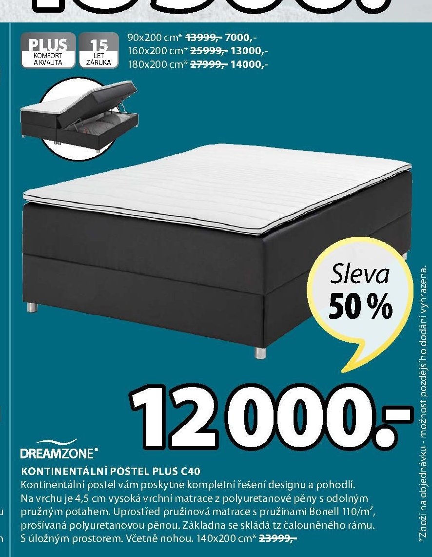 Kontinentální postel PLUS C40