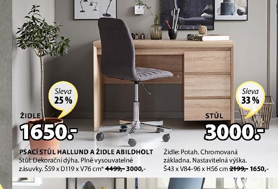 PSACÍ STŮL HALLUND A ŽIDLE ABILDHOLT