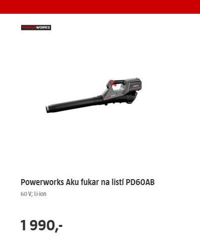 Powerworks Aku fukar na listí PD60AB