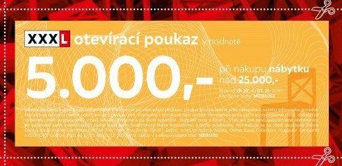 XXXL otevírací poukaz v hodnotě 5.000,- při nákupu nábytku nad 25.000,-