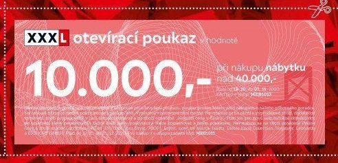 XXXL otevírací poukaz v hodnotě 10.000,- při nákupu nábytku nad 40.000,-