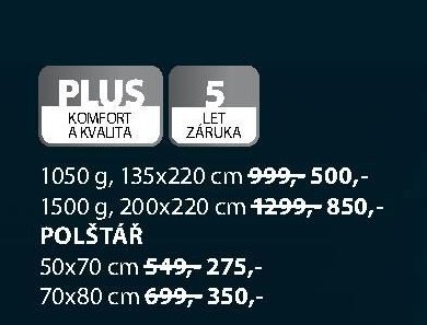 PLUS PŘIKRÝVKY A POLŠTÁŘE