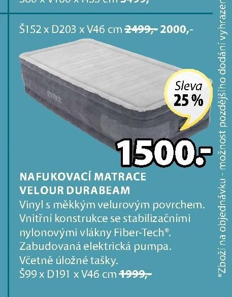NAFUKOVACÍ MATRACE VELOUR DURABEAM
