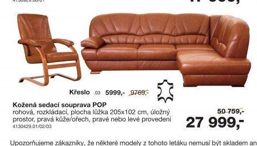 Kožená sedací souprava POP