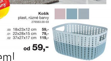 Košík plast, různé barvy