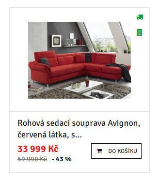 Rohová sedací souprava Avignon, červená látka, s...