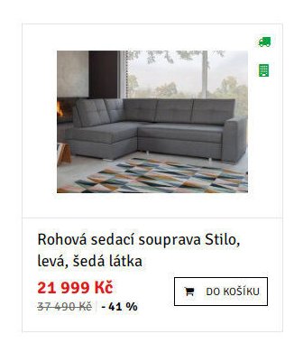 Rohová sedací souprava Stilo, levá, šedá látka