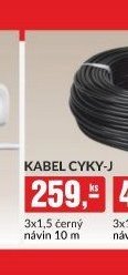Kabel CYKY-J 3x1,5 černý návin 10 m