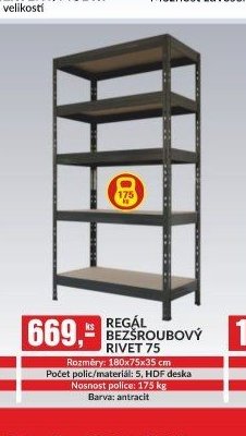 REGÁL BEZŠROUBOVÝ RIVET 75