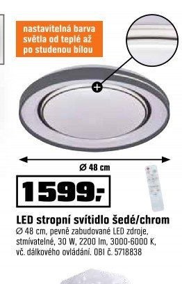 LED stropní svítidlo šedé/chrom