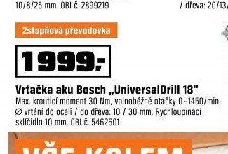 Vrtačka aku Bosch UniversalDrill 18