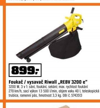 Foukač / vysavač Riwall REBV 3200 e