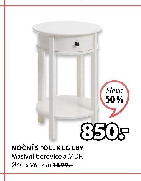 Noční stolek EGEBY, Š40 x V61 cm