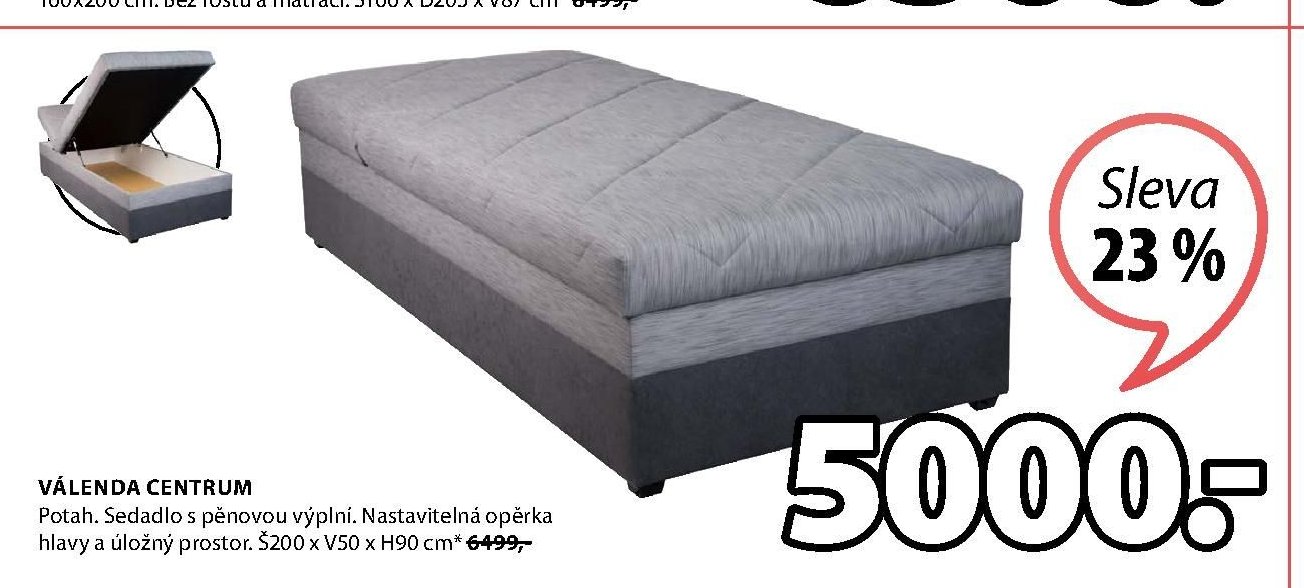 Válenda CENTRUM, Š200 x V50 x H90 cm
