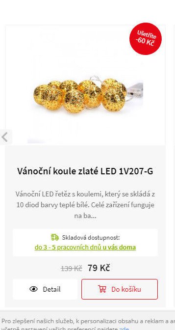 Vánoční koule zlaté LED 1V207-G