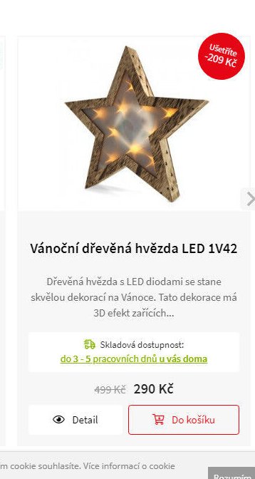 Vánoční dřevěná hvězda LED 1V42