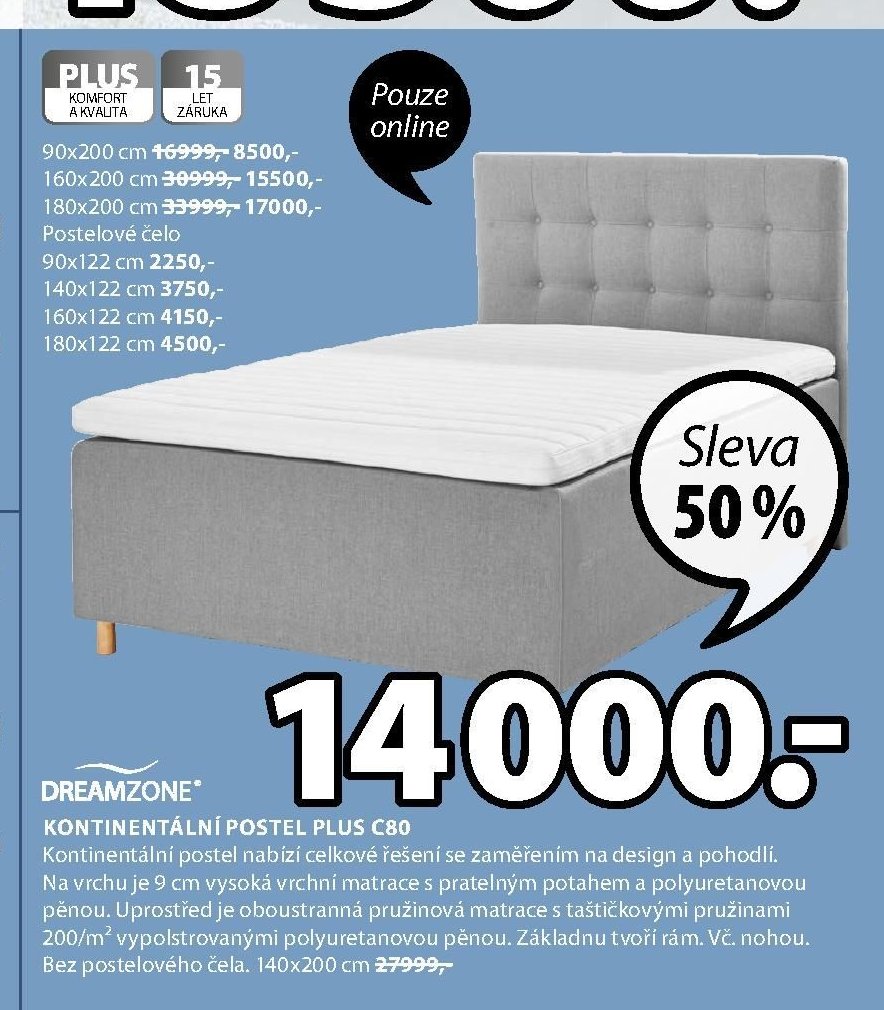 Kontinentální postel PLUS C80