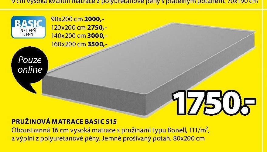 PRUŽINOVÁ MATRACE BASIC S15