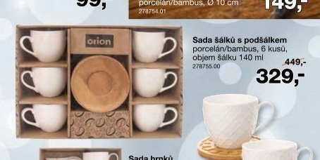 Sada šálků s podšálkem