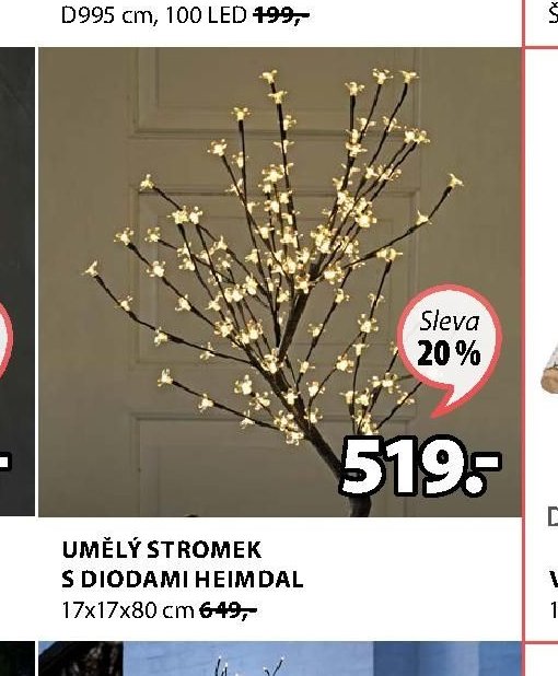 UMĚLÝ STROMEK S DIODAMI HEIMDAL 17x17x80 cm