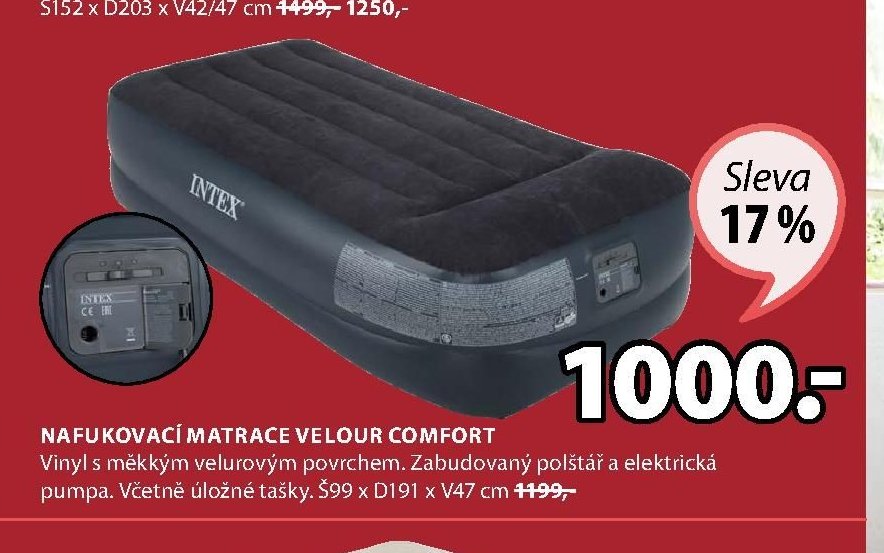 NAFUKOVACÍ MATRACE VELOUR COMFORT