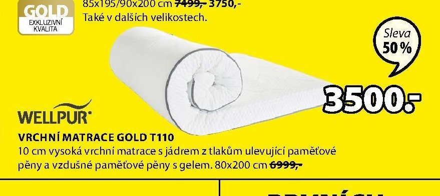 VRCHNÍ MATRACE GOLD T110