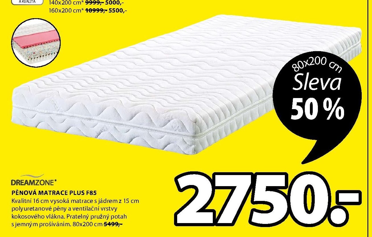 PĚNOVÁ MATRACE PLUS F85