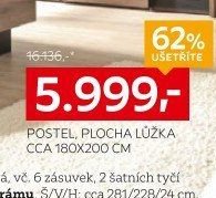 Postel, plocha lůžka cca 180x200 cm