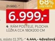 Rám postele, plocha lůžka cca 180x200 cm