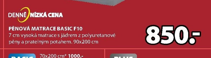 PĚNOVÁ MATRACE BASIC F10