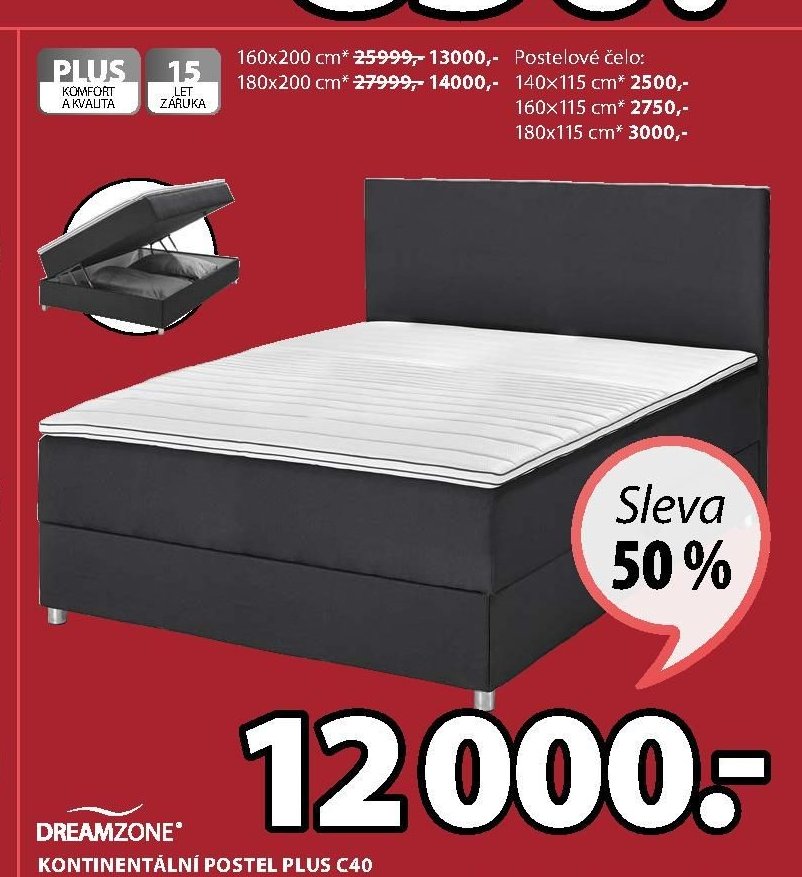 Kontinentální postel PLUS C40