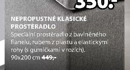 Nepropustné klasické prostěradlo