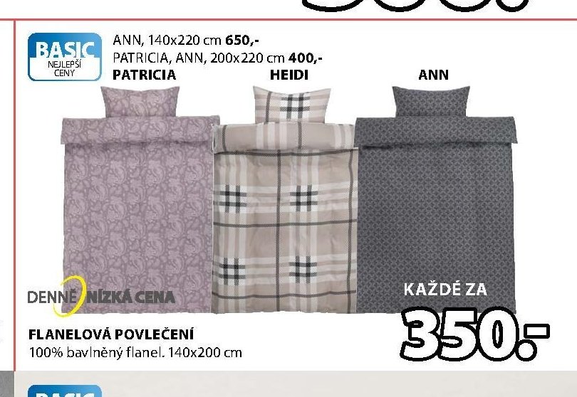 FLANELOVÁ POVLEČENÍ PATRICIA, HEIDI, ANN