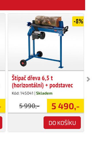 Štípač dřeva 6,5 t (horizontální) + podstavec