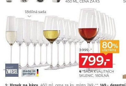 Sada kvalitních sklenic, 18dílná